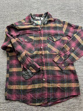 Northwest Vintage Mens M Plaid Flannel Shirt Black Pink Acrylic Lined 80s